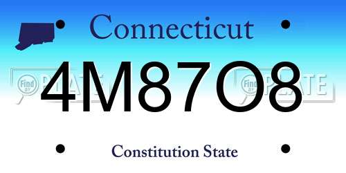 4M87O8 Connecticut License Plate