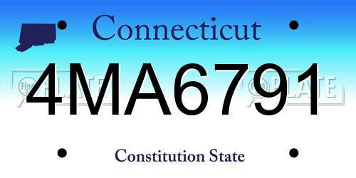 4MA6791 Connecticut License Plate