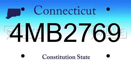 4MB2769 Connecticut License Plate