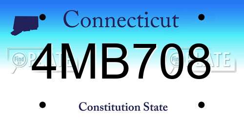 4MB708 Connecticut License Plate