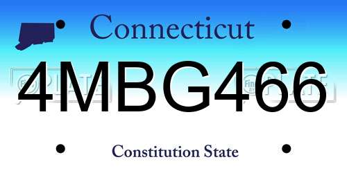 4MBG466 Connecticut License Plate
