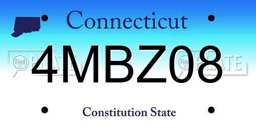 4MBZ08 Connecticut License Plate