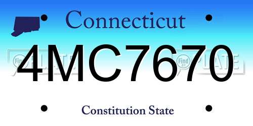 4MC7670 Connecticut License Plate