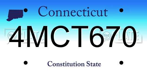 4MCT670 Connecticut License Plate