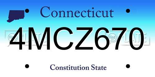 4MCZ670 Connecticut License Plate