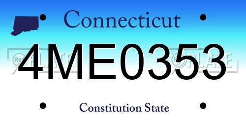 4ME0353 Connecticut License Plate