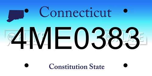 4ME0383 Connecticut License Plate