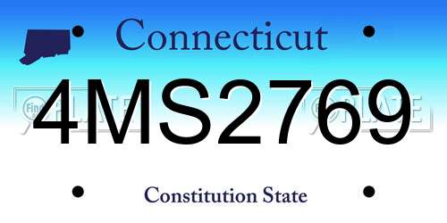 4MS2769 Connecticut License Plate