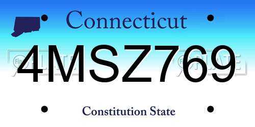 4MSZ769 Connecticut License Plate