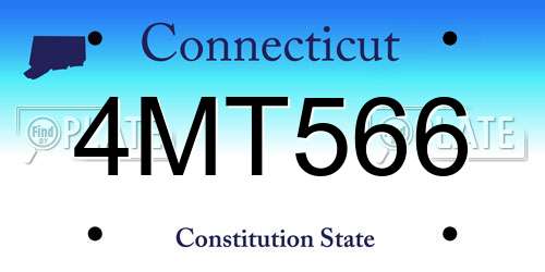 4MT566 Connecticut License Plate