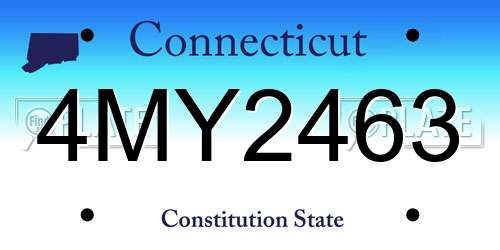 4MY2463 Connecticut License Plate