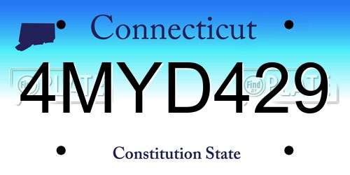 4MYD429 Connecticut License Plate