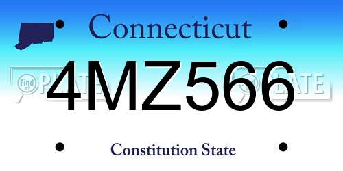 4MZ566 Connecticut License Plate