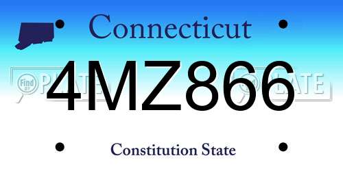 4MZ866 Connecticut License Plate