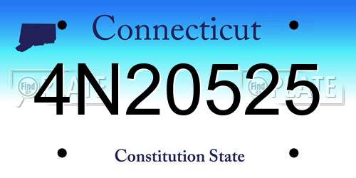 4N20525 Connecticut License Plate