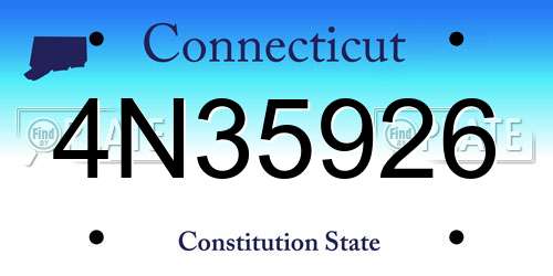 4N35926 Connecticut License Plate