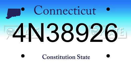 4N38926 Connecticut License Plate