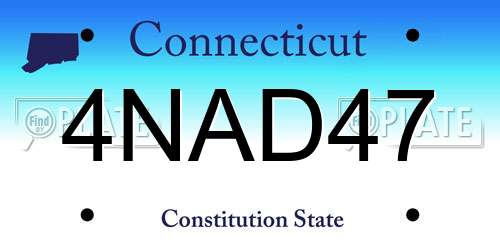 4NAD47 Connecticut License Plate