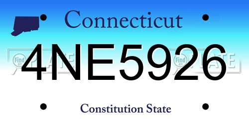 4NE5926 Connecticut License Plate