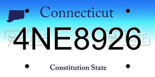 4NE8926 Connecticut License Plate