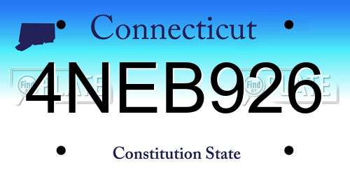 4NEB926 Connecticut License Plate
