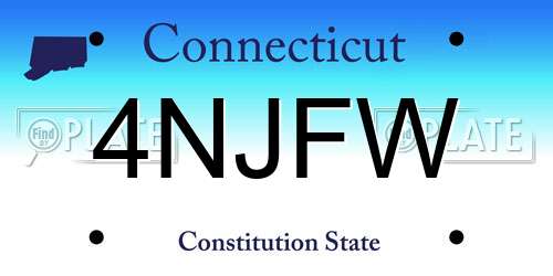 4NJFW Connecticut License Plate
