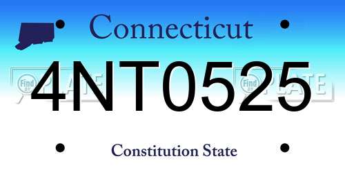4NT0525 Connecticut License Plate