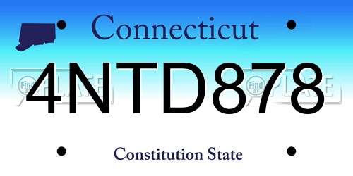 4NTD878 Connecticut License Plate