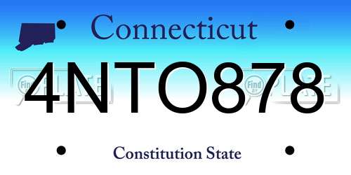 4NTO878 Connecticut License Plate
