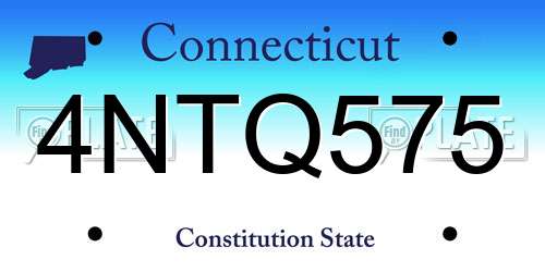 4NTQ575 Connecticut License Plate