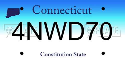 4NWD70 Connecticut License Plate