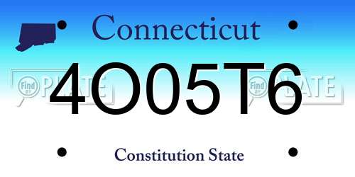 4O05T6 Connecticut License Plate