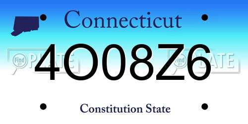 4O08Z6 Connecticut License Plate