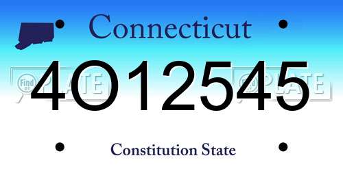 4O12545 Connecticut License Plate