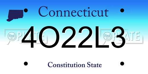 4O22L3 Connecticut License Plate