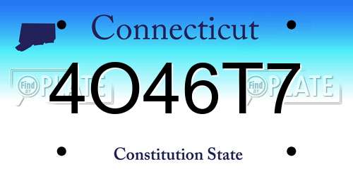 4O46T7 Connecticut License Plate