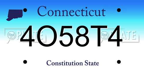 4O58T4 Connecticut License Plate