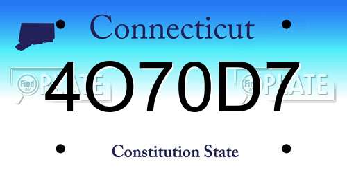 4O70D7 Connecticut License Plate