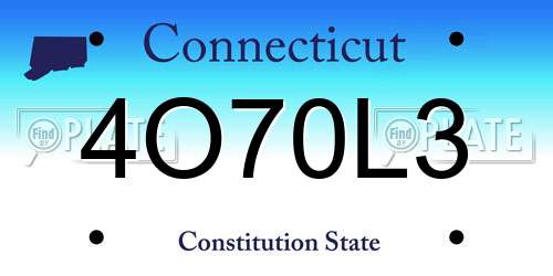 4O70L3 Connecticut License Plate