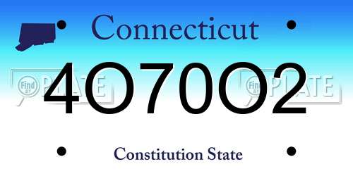 4O70O2 Connecticut License Plate