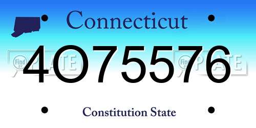 4O75576 Connecticut License Plate
