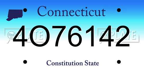 4O76142 Connecticut License Plate