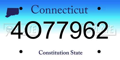 4O77962 Connecticut License Plate