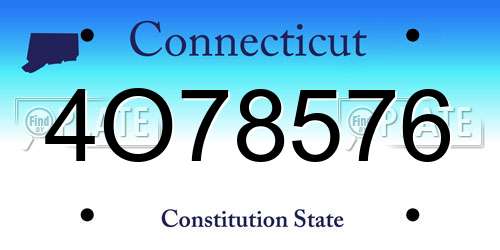 4O78576 Connecticut License Plate