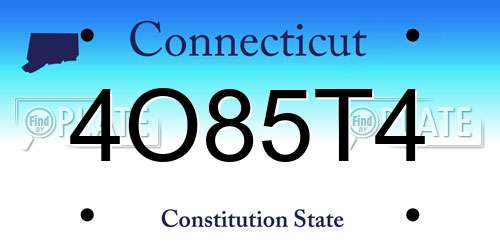 4O85T4 Connecticut License Plate