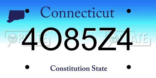 4O85Z4 Connecticut License Plate