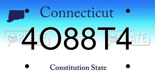 4O88T4 Connecticut License Plate