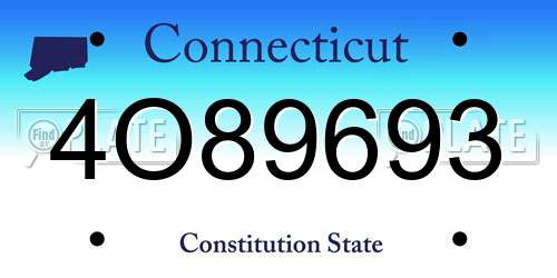 4O89693 Connecticut License Plate