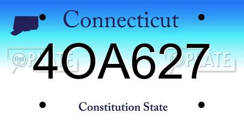 4OA627 Connecticut License Plate