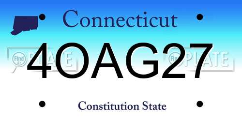 4OAG27 Connecticut License Plate